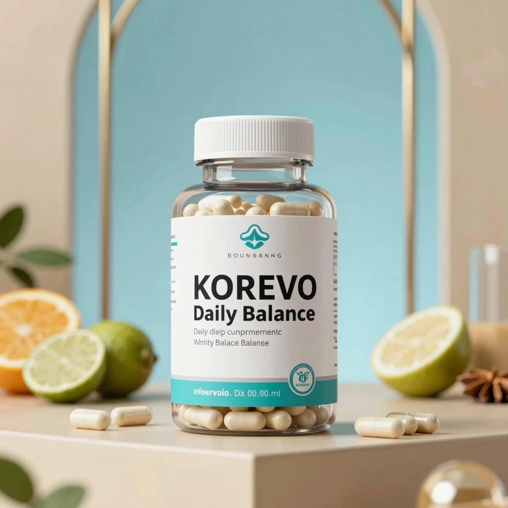 Korevo Daily Balance supplement bottle with capsules